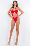 One Piece Ruched Cross Swimsuit