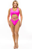 Plus Size Cut Out Front Tie Swimsuit