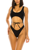 Plus Size Cut Out Front Tie Swimsuit