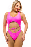 Plus Size Cut Out Front Tie Swimsuit