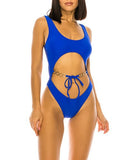 Plus Size Cut Out Front Tie Swimsuit