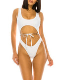 Plus Size Cut Out Front Tie Swimsuit