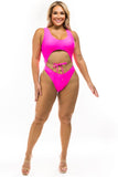 Plus Size Cut Out Front Tie Swimsuit