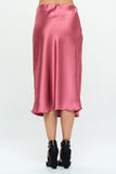 Made in USA Solid Satin Midi Skirt