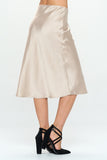 Made in USA Solid Satin Midi Skirt