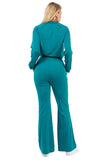 Teal Zip-up Front Pant Set