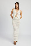 Fitted Crochet Maxi Skirt With Slit