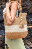 Valeria Two-Tone Straw Tote