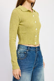 LONG SLEEVE BUTTON UP RIBBED TOP