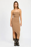 Asymmetrical Ribbed Maxi Tube Dress