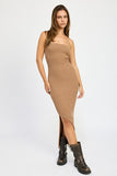 Asymmetrical Ribbed Maxi Tube Dress