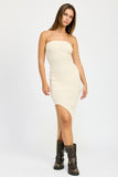 Asymmetrical Ribbed Maxi Tube Dress