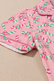 Christmas Candy Cane Print Knotted Pajama Set