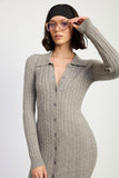 Buttoned Long Sleeve Cable Knit Dress