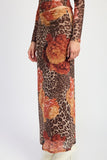 Leopard Print Mesh Maxi Skirt