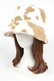 Cow Print Faux Fur Bucket Hat