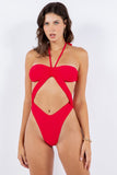 One Piece Ruched Cross Swimsuit