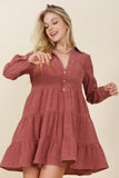 Corduroy tiered dress