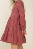 Corduroy tiered dress