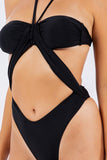 One Piece Ruched Cross Swimsuit