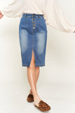 Denim  Button Down Front Midi Skirt