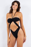 One Piece Ruched Cross Swimsuit