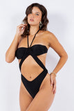 One Piece Ruched Cross Swimsuit