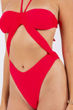 One Piece Ruched Cross Swimsuit